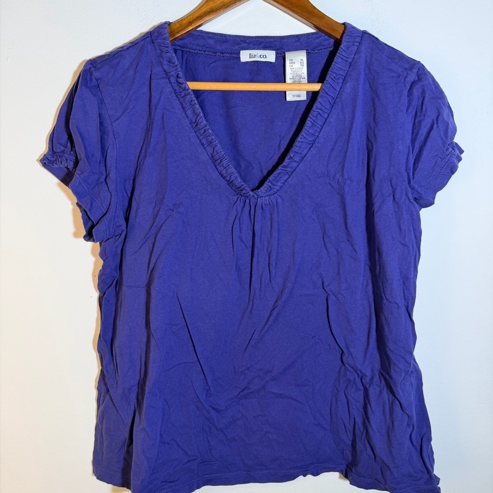 Women's Blue V-Neck Top